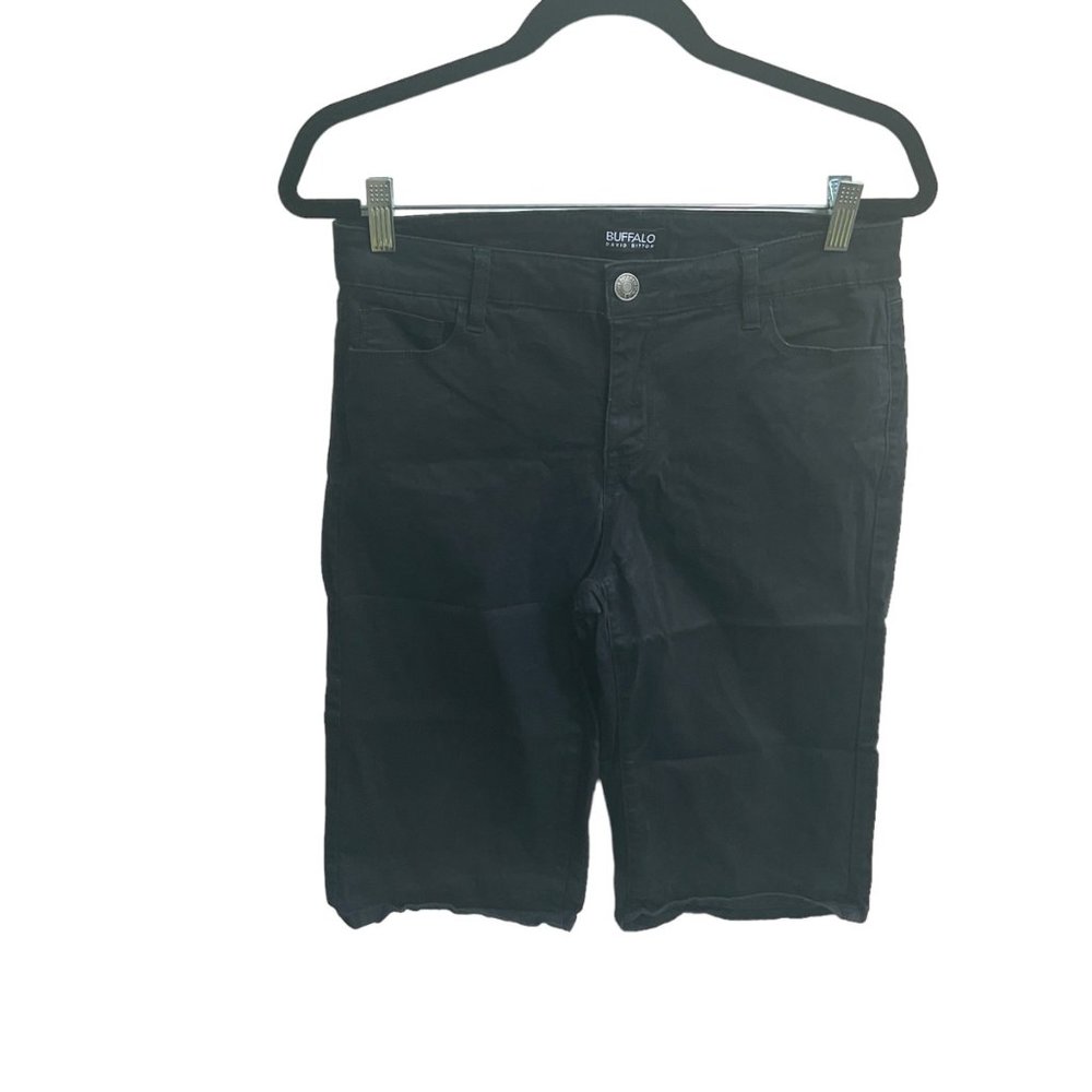 Buffalo David Bitton Woman's Black Bermuda Shorts Size 8 Mid Rise‎